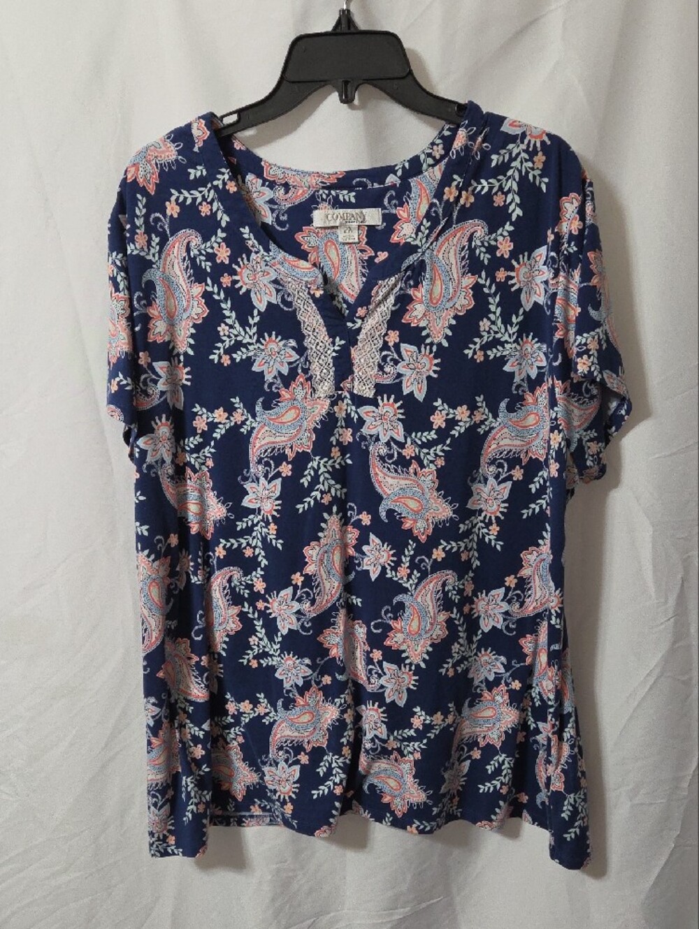 Blue, Pink & White Paisley Design 2 Piece Pajama Set, Size 2X, Like New Cond - Picture 4 of 9